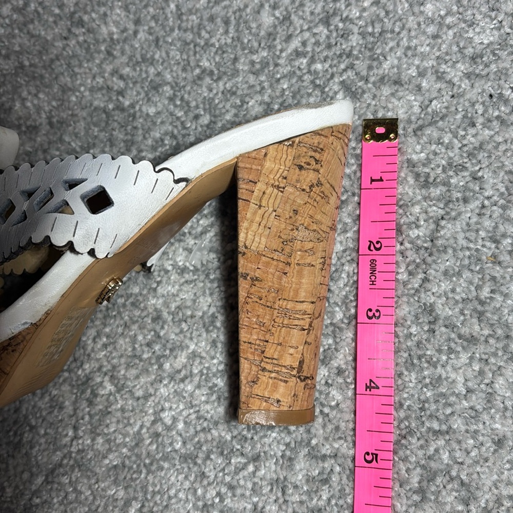 Vintage Victoria's Secret White leather Platform heels Cork heel cutout sandal - Picture 6 of 11